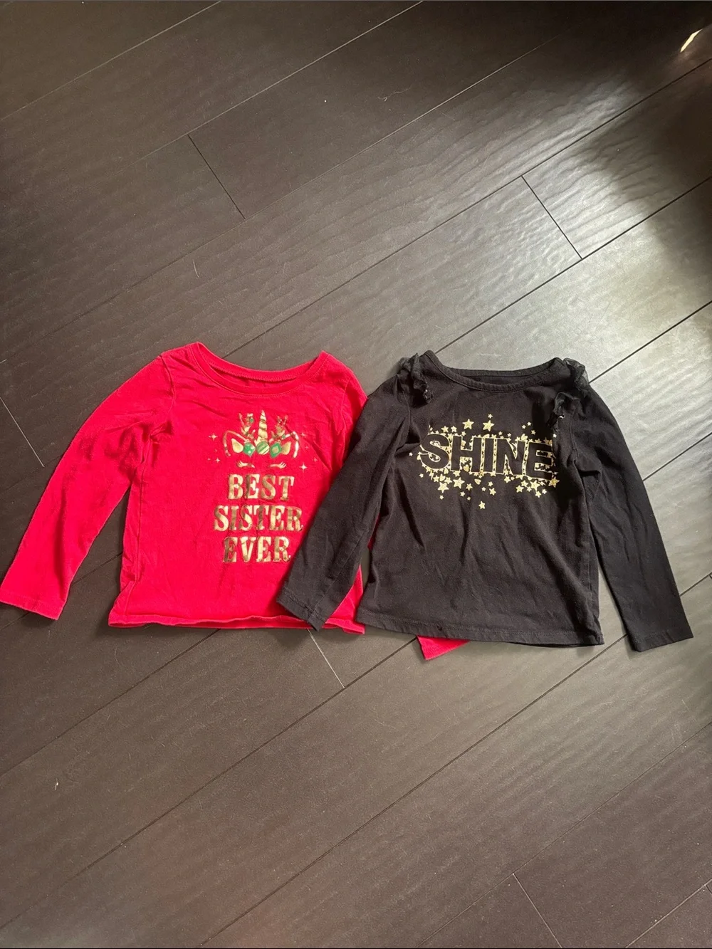 The Children's Place Red & Black Long-Sleeve Graphic Tees - Metallic Accents